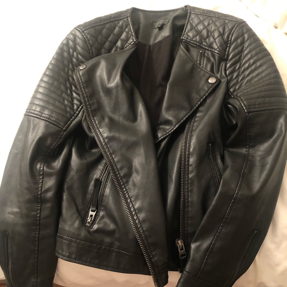 Topshop Quilted Faux Leather Jacket